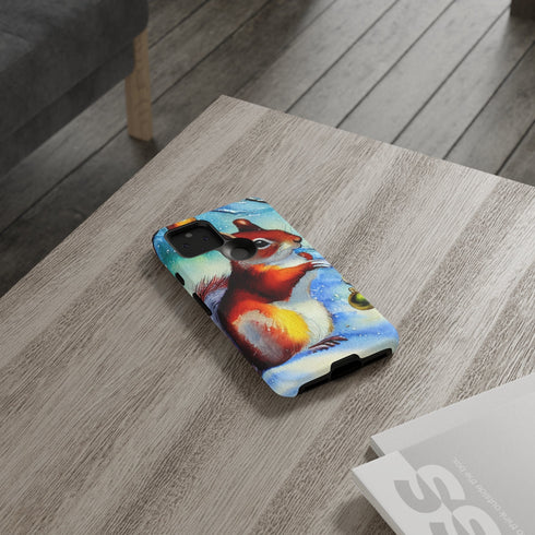 A Squirrel Decorates the Forest for Christmas - Impact Resistant Phone Case